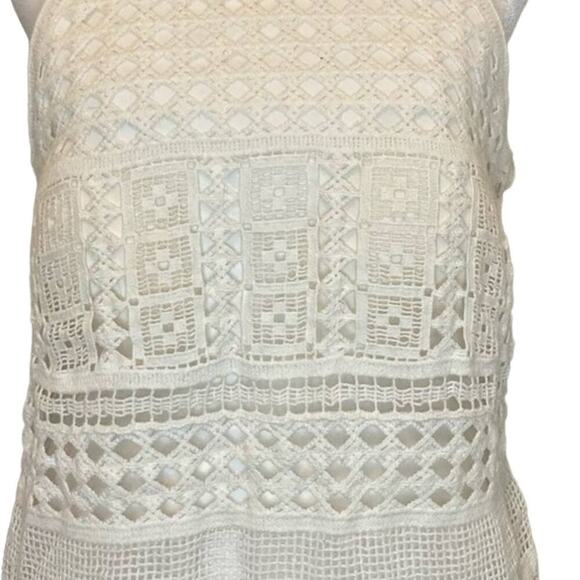 Crocheted Y2K Knit Top White Halter Style Cotton size M - Picture 5 of 6